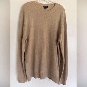 Lands' End Men's Cotton Cashmere Sweater Large (42-44) BeigePullover Long Sleeve